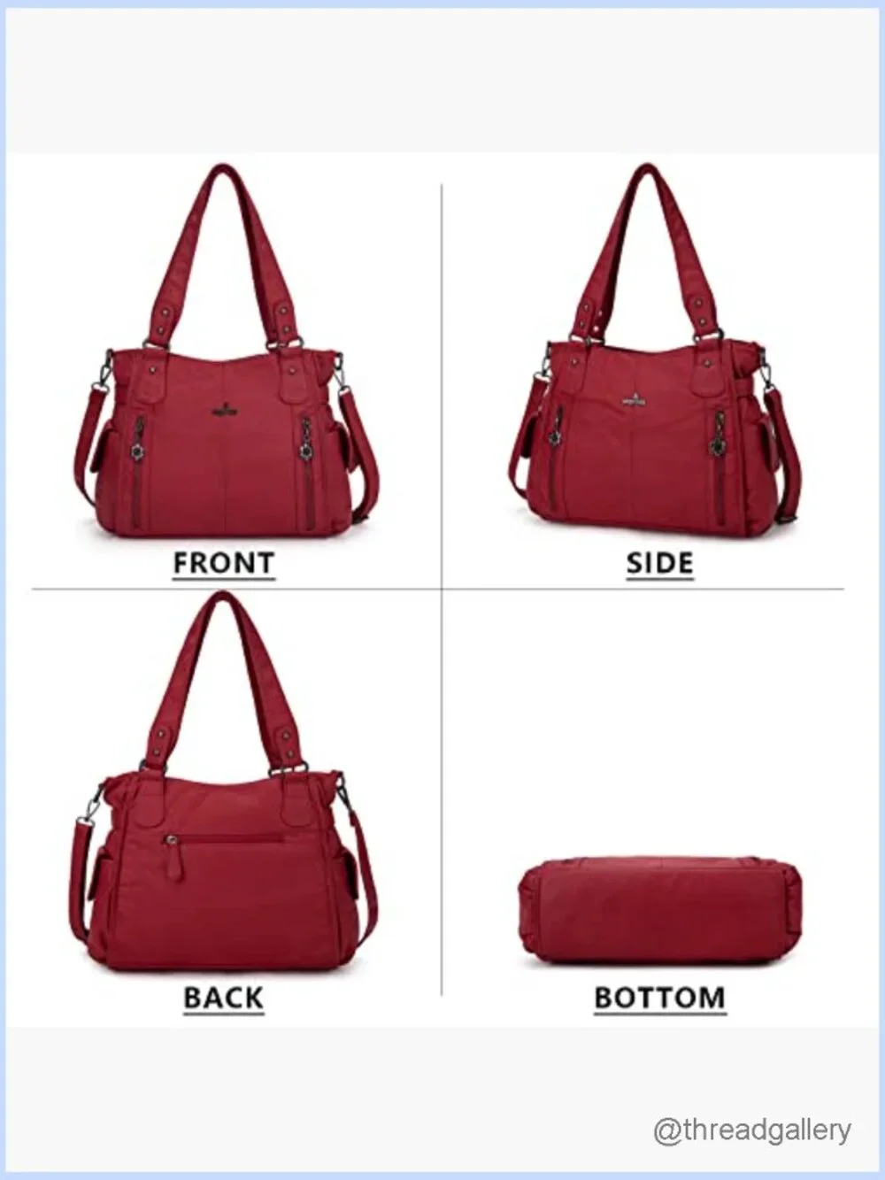 Top-Handle Hobo Purse Roomy Casual Shoulder Bag PU Tote Satchel
